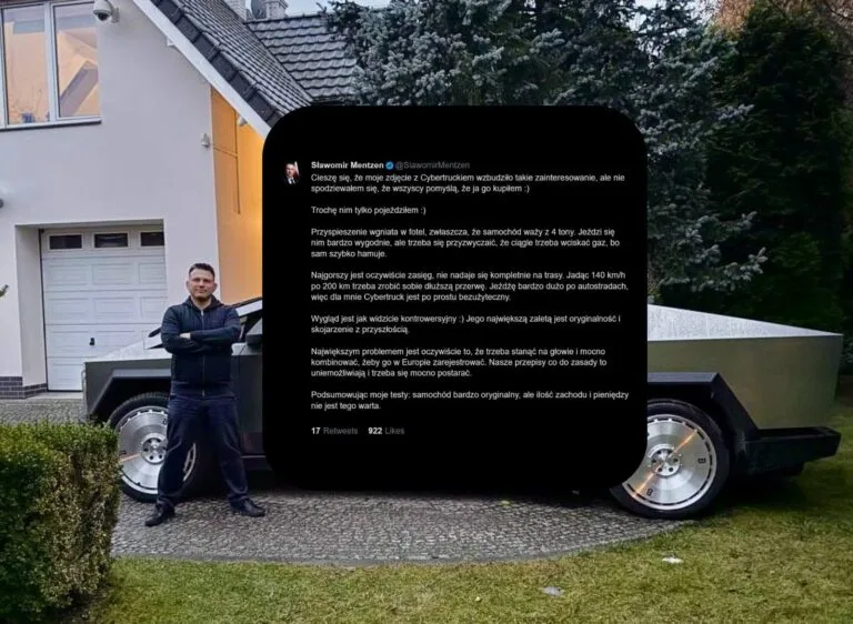 Sławomir Mentzen testuje Teslę Cybertruck - futurystyczny wygląd, realne problemy