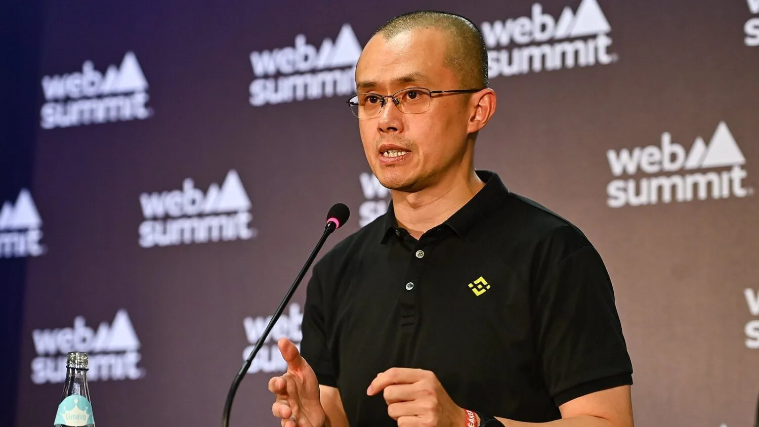 Changpeng Zhao, współzałożyciel Binance, podczas konferencji prasowej na Web Summit w Lizbonie w 2022 roku.